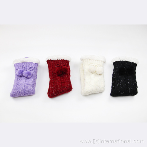 Knitted non-slip lambskin socks